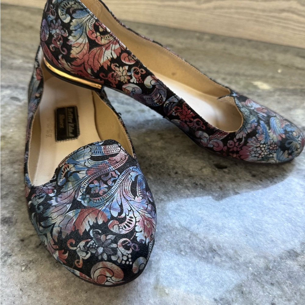 Floral Multicolor Low Heel Pumps - Women Shoes